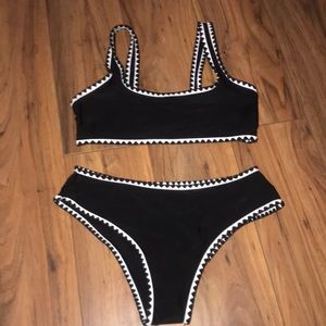 Shein black and white swim suit